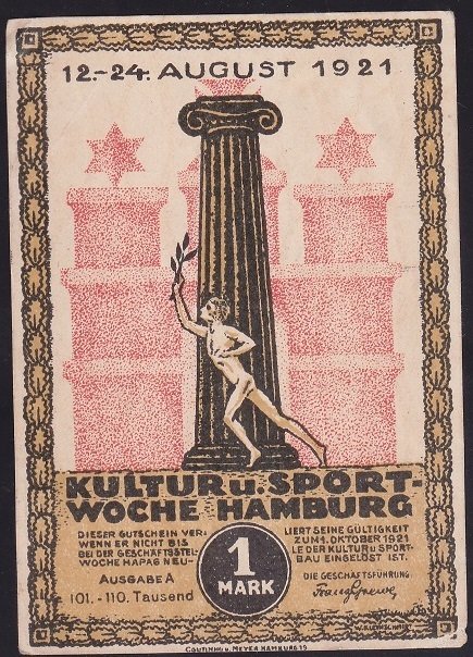 ALMANYA  1 MARK NOTGELD  1921 ÇİLALTI ÇİL