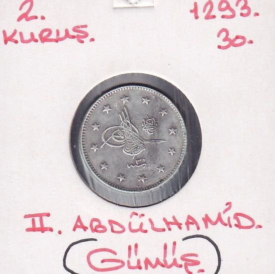 1293/30 Abdulhamid 2 Kuruş Gümüş