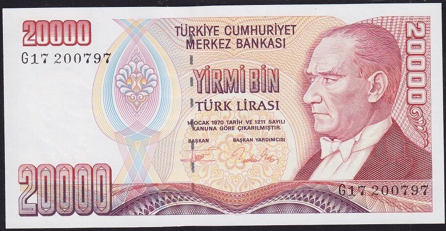 7.Emisyon 2.Tertip 20000 Lira G17 200797 Çilaltı