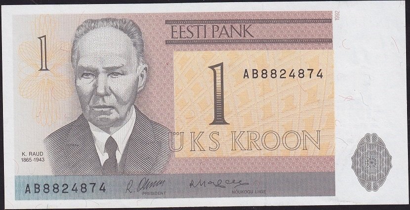 Estonya 1 Kron 1992 Çilaltı Çil Pick 69