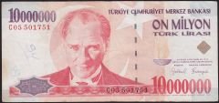 7.Emisyon 10 000 000 Lira C05 501751 Çok Temiz