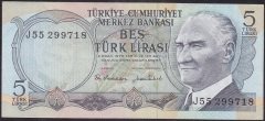 6.EMİSYON 2.TERTİP 5 LİRA J55 299718 ÇÇT ÇİLALTI