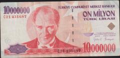 7.Emisyon 10 000 000 Lira C21 431687 Çok Temiz+