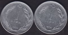 1975 Yılı 1 Lira (Ters Düz Takım)