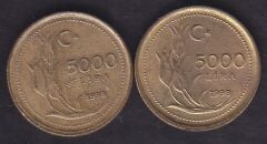 1998 Yılı 5000 Lira İnce ve Kalın Baskı Takım