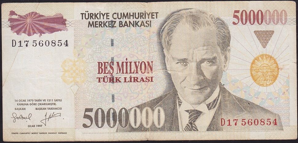 7.Emisyon 5 000 000 Lira D17 560854 Çok Temiz