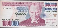 7.Emisyon 2.Tertip 1 000 000 Lira M22 649729 Çok Çok Temiz+