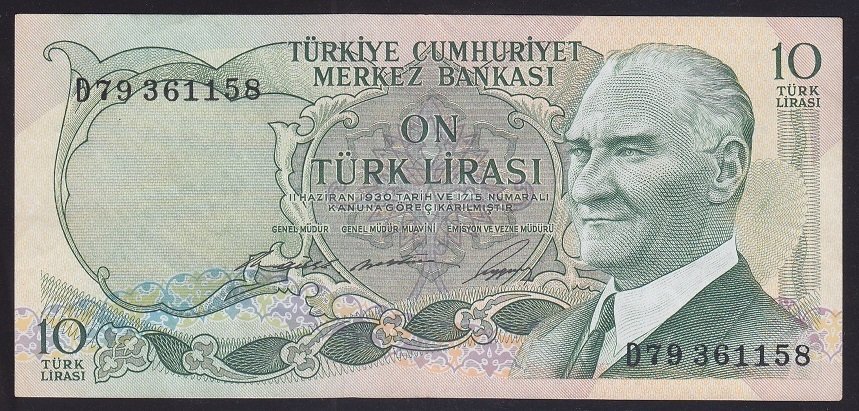 6.EMİSYON 1.TERTİP 10 LİRA D79 361158 ÇOK ÇOK TEMİZ +