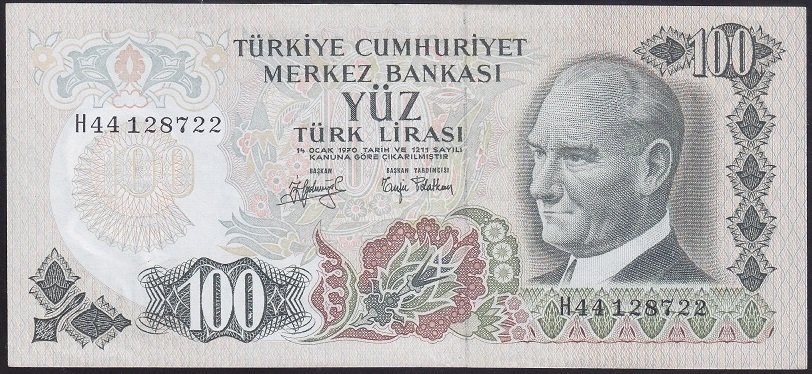 6.EMİSYON 2.TERTİP 100 LİRA H44 128722 ÇÇT +