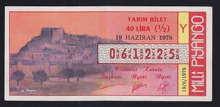1978 19 HAZİRAN YARIM BİLET