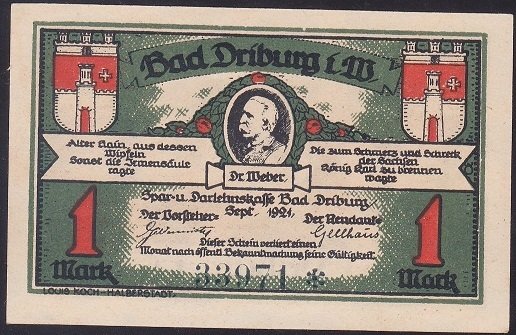 ALMANYA  1 MARK NOTGELD  1921 ÇİL