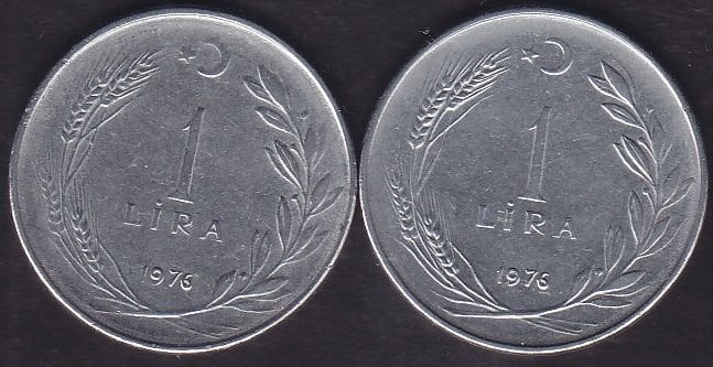 1976 Yılı 1 Lira (Ters Düz Takım)