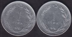 1976 Yılı 1 Lira (Ters Düz Takım)