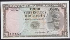 Timor 20 Escudos 1967 Çilaltı Çil Pick 26 ( Sararma Var )