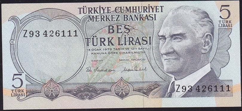 6.Emisyon 2.Tertip 5 Lira Z93 426111 Çil