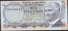 6.Emisyon 2.Tertip 5 Lira Z93 426111 Çil