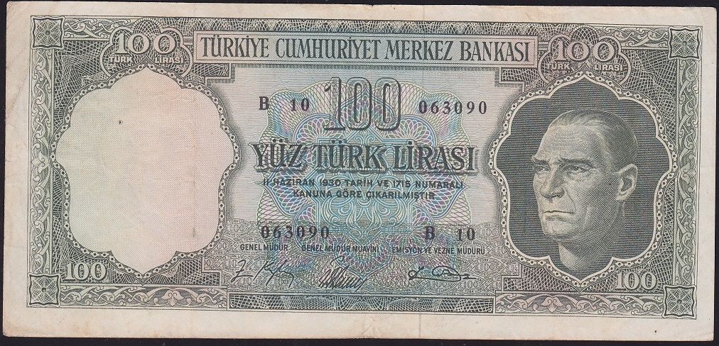 5.Emisyon 5.Tertip 100 Lira B10 063090 Çok Temiz+