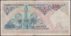 7.EMİSYON 2.TERTİP 500 LİRA C10 351070 TEMİZ