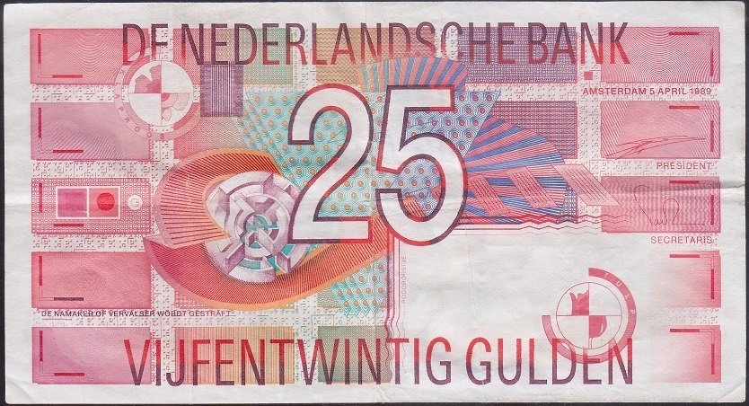Hollanda 25 Gulden 1989 Çok Temiz