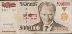 7.Emisyon 5 000 000 Lira G65 261663 Çok Temiz