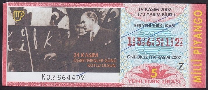 2007 19 KASIM YARIM BİLET Z SERİSİ