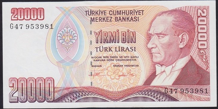 7.EMİSYON 2.TERTİP 20000 LİRA G47 953981 ÇİLALTI