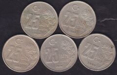 1996-97-98-99-2000 Yılı 25 Bin Lira