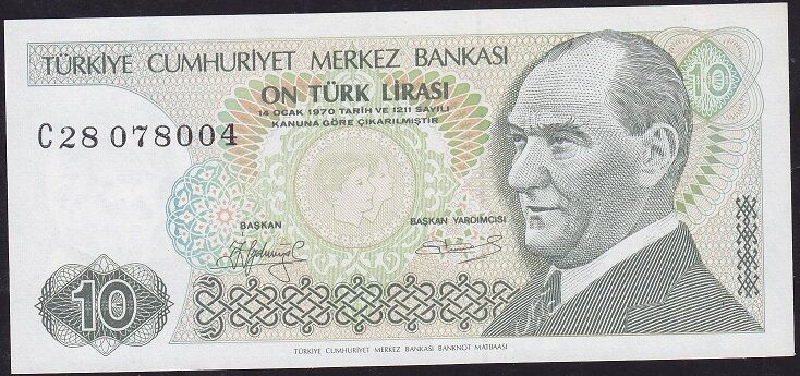 7.Emisyon 1.Tertip 10 Lira C28 078004 Çilaltı Çil