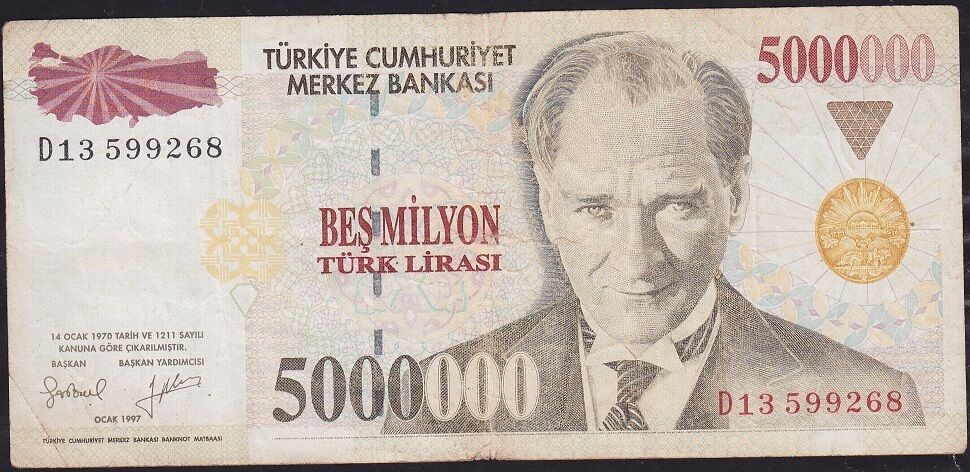 7.Emisyon 5 000 000 Lira D13 599268 Çok Temiz