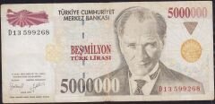 7.Emisyon 5 000 000 Lira D13 599268 Çok Temiz