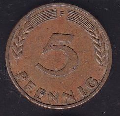 Almanya 5 Pfennig 1950 F
