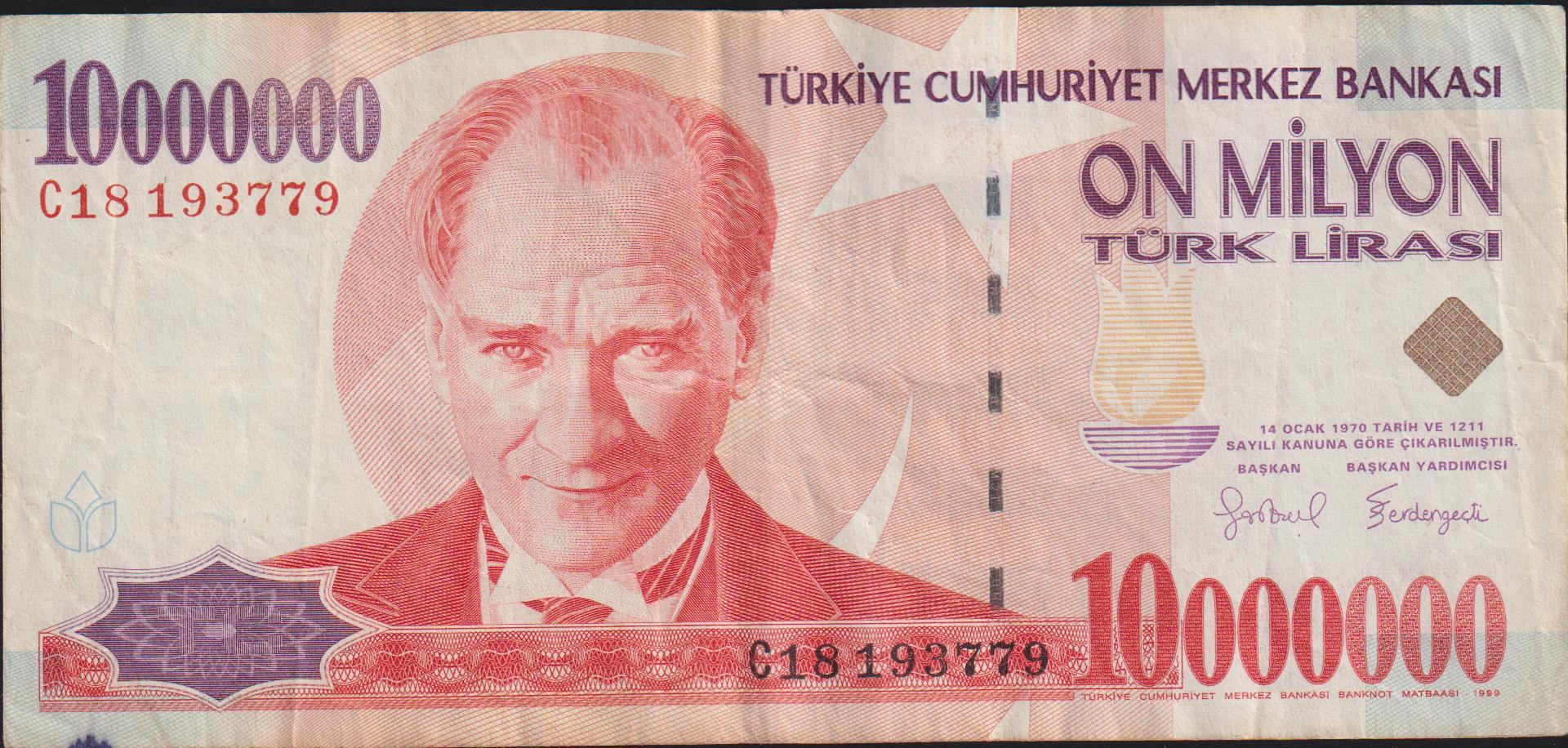 7.Emisyon 10 000 000 Lira C18 193779 Çok Temiz