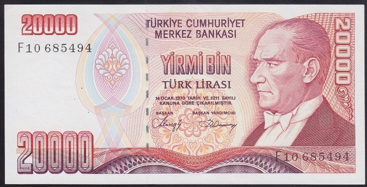 7.EMİSYON 1.TERTİP 20000 LİRA F10 685494 ÇİLALTI ÇİL