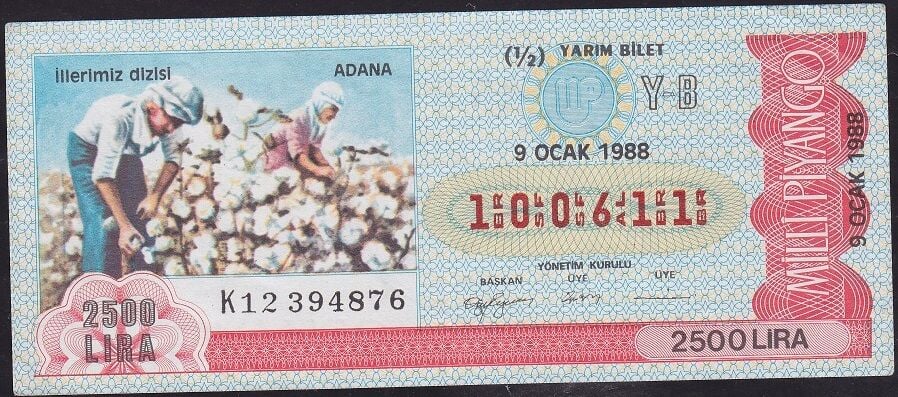 1988 9 Ocak Yarım Bilet - Y-B Serisi