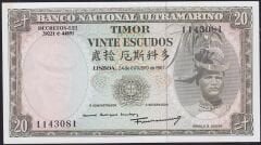 Timor 20 Escudos 1967 Çilaltı Çil Pick 26