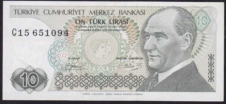 7.Emisyon 1.Tertip 10 Lira C15 651094 Çilaltı Çil
