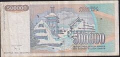 Yugoslavya 500000 Dinar 1993 Çok Temiz
