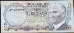 6.Emisyon 2.Tertip 5 Lira L02 105777 Çilaltı Çil