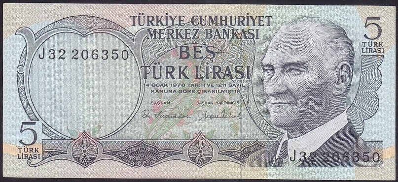6.EMİSYON 2.TERTİP 5 LİRA J32 206350 ÇÇT ÇİLALTI