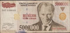 7.Emisyon 5 000 000 Lira G67 338649 Temiz