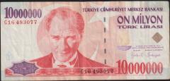 7.Emisyon 10 000 000 Lira C16 483077 Çok Temiz+