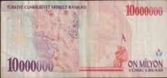7.Emisyon 10 000 000 Lira C16 483077 Çok Temiz+