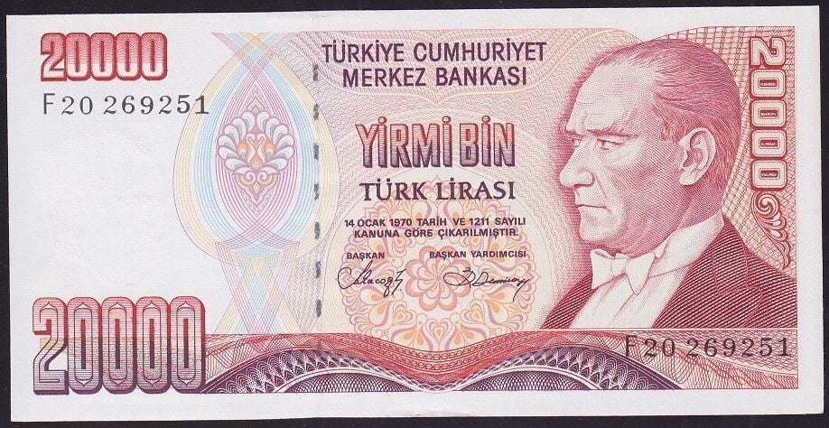 7.Emisyon 1.Tertip 20000 Lira F20 269251 Çilaltı Çil