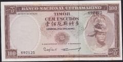 Timor 100 Escudos 1963 Çilaltı Çil Pick 28a ( Sararma var)