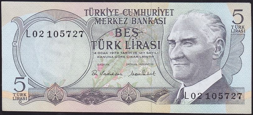 6.Emisyon 2.Tertip 5 Lira L02 105727 Çilaltı Çil