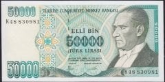 7.Emisyon 2.Tertip 50000 Lira K48 830981 Çilaltı Çil