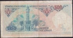 7.EMİSYON 1.TERTİP 500 LİRA A63 606289 TEMİZ