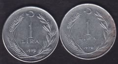 1979 Yılı 1 Lira (Ters Düz Takım)