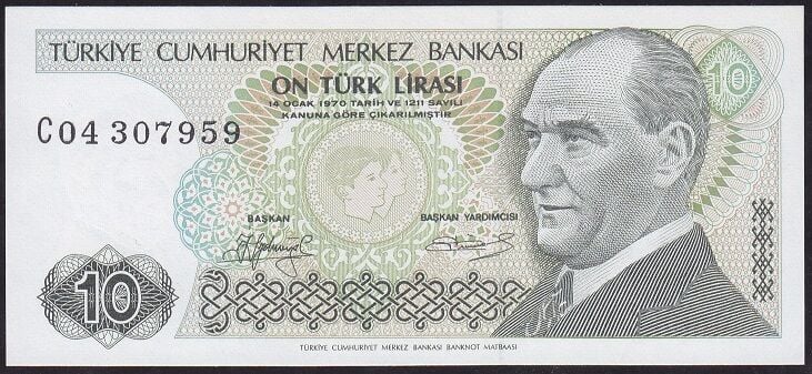 7.Emisyon 1.Tertip 10 Lira C04 307959 Çil