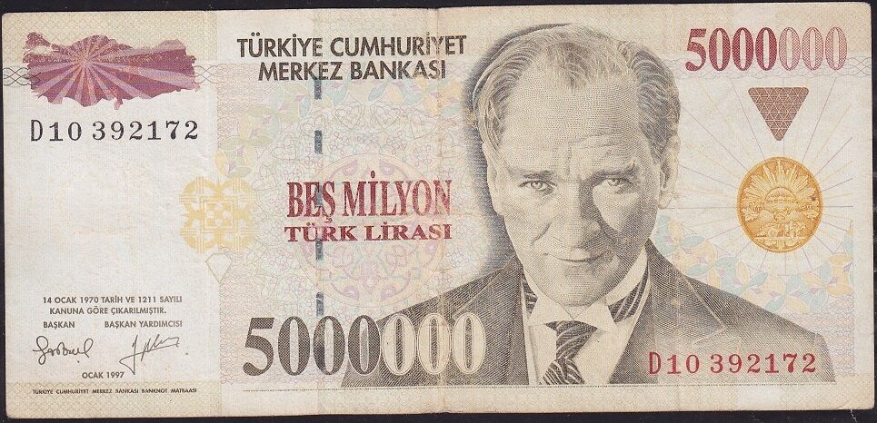 7.Emisyon 5 000 000 Lira D10 392172 Çok Temiz